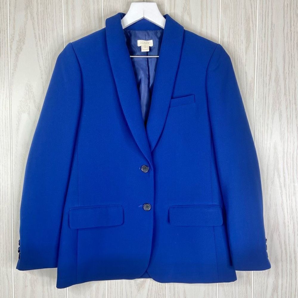 J. Crew Women's Royal Blue Crepe Work Suit Original School Boy Blazer Size 0